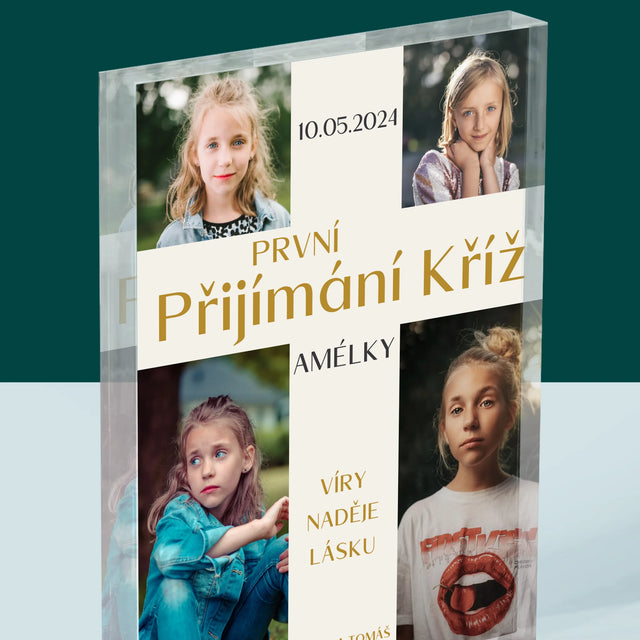 Fotokoláž: První Přijímání Kříž - Akrylový Blok