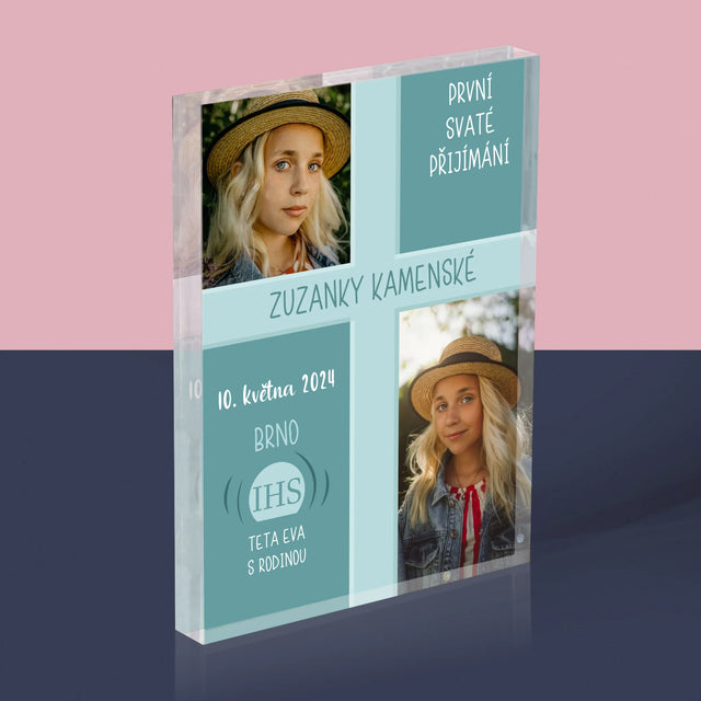 Fotokoláž: První Přijímání - Akrylový Blok