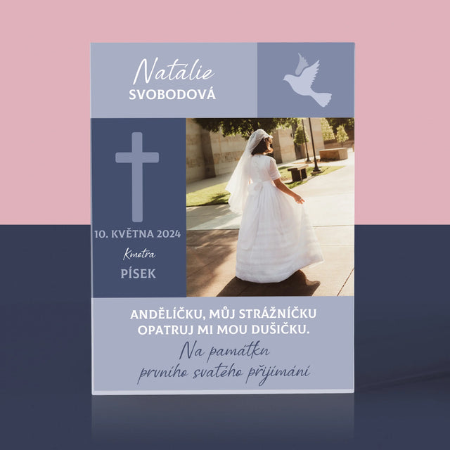 Fotka A Textem: Andělíčku Přijímání - Akrylový Blok