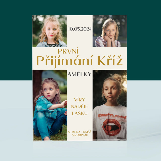 Fotokoláž: První Přijímání Kříž - Akrylový Blok