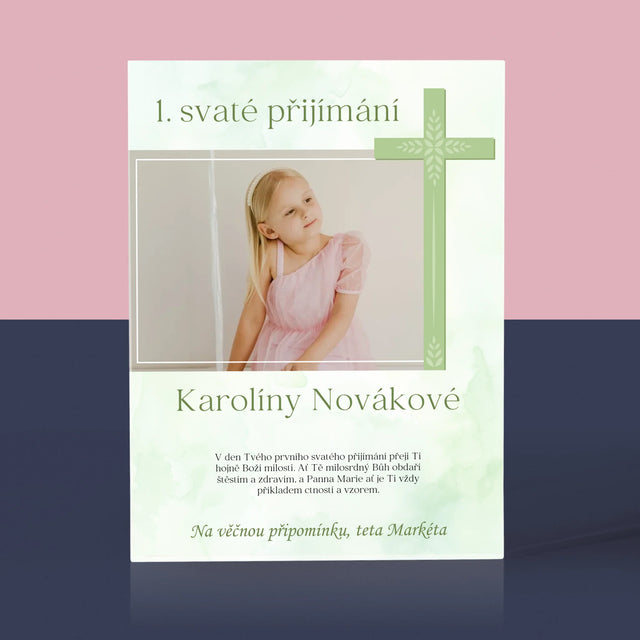 Fotka A Textem: Přijímání Fotografie Kříž - Akrylový Blok