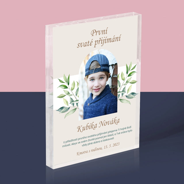 Fotka A Textem: První Svaté Přijímání Přání - Akrylový Blok