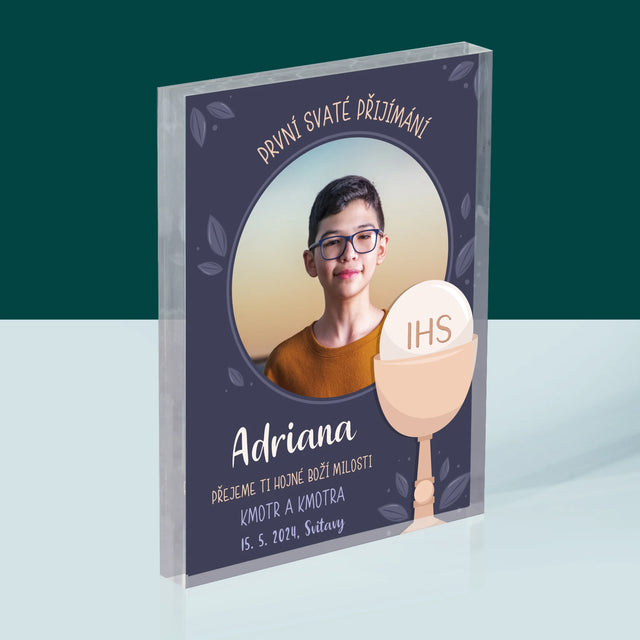 Fotka A Textem: První Svaté Přijímání - Akrylový Blok