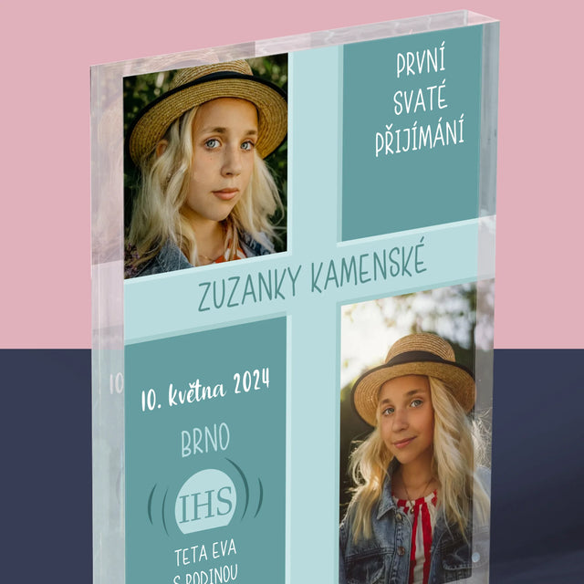 Fotokoláž: První Přijímání - Akrylový Blok