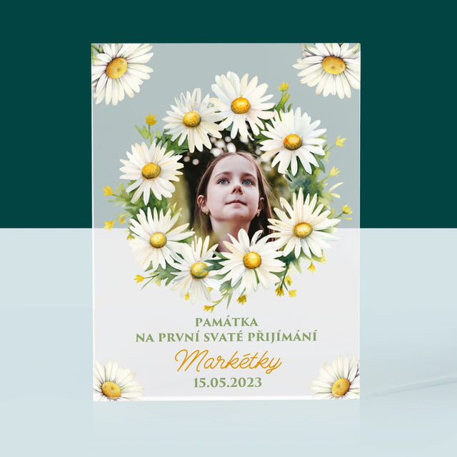 Fotka A Textem: Památka Na Svaté Přijímání Sedmikrásky - Akrylový Blok