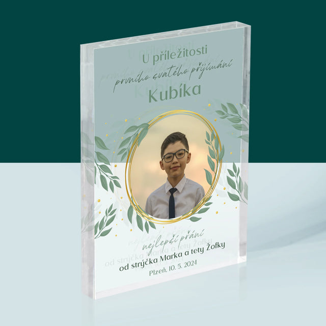 Fotka A Textem: U Příležitosti Prvního Svatého Přijímání - Akrylový Blok