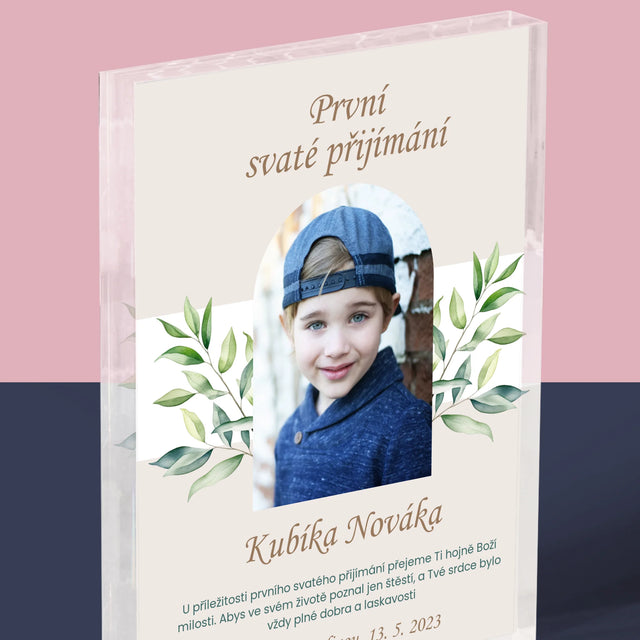 Fotka A Textem: První Svaté Přijímání Přání - Akrylový Blok