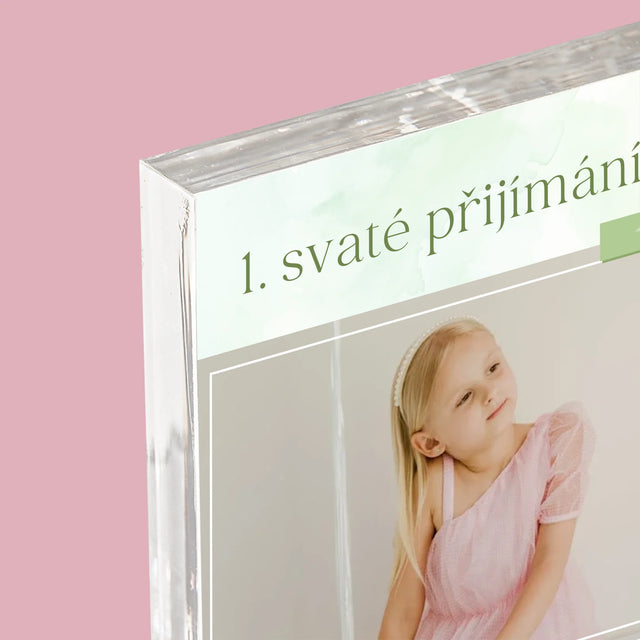 Fotka A Textem: Přijímání Fotografie Kříž - Akrylový Blok