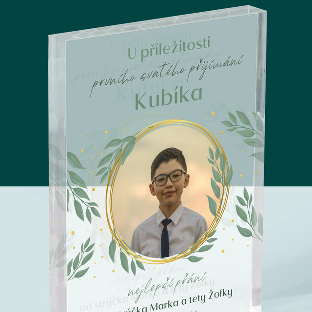 Fotka A Textem: U Příležitosti Prvního Svatého Přijímání - Akrylový Blok