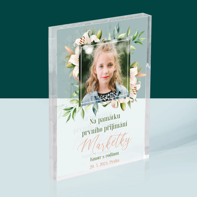 Fotka A Textem: Na Památku Prvního Přijímání - Akrylový Blok
