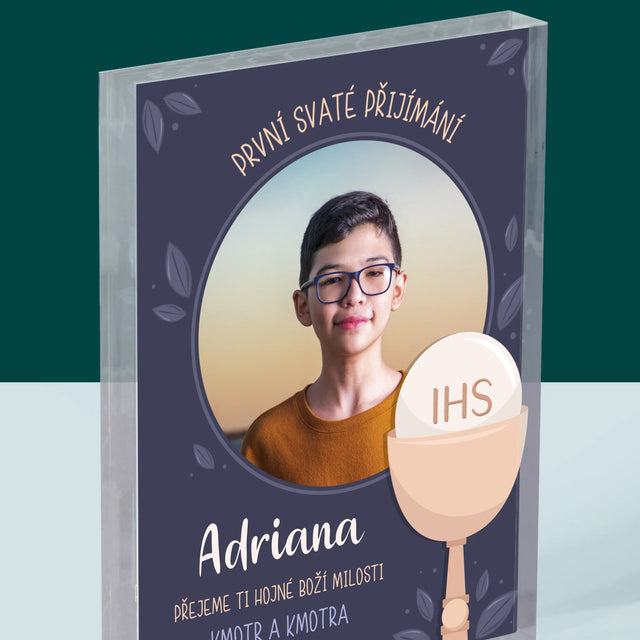 Fotka A Textem: První Svaté Přijímání - Akrylový Blok