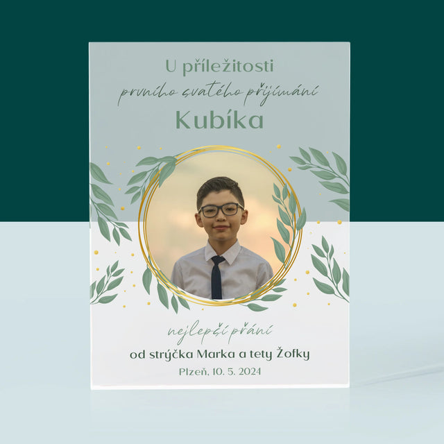 Fotka A Textem: U Příležitosti Prvního Svatého Přijímání - Akrylový Blok