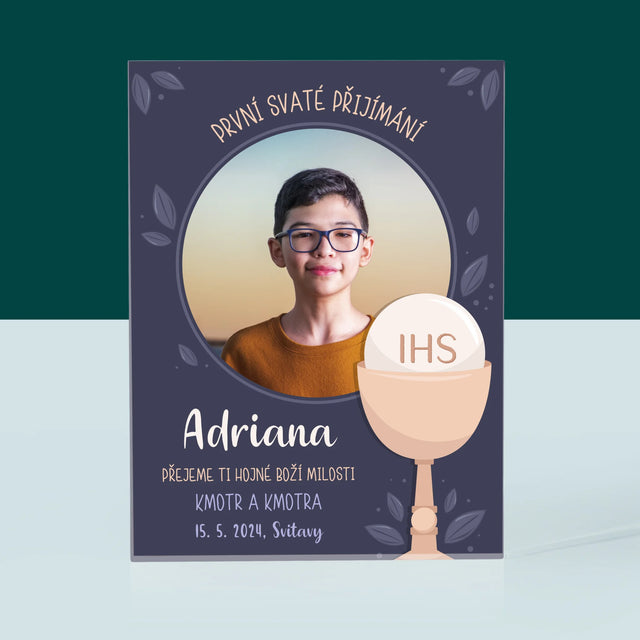 Fotka A Textem: První Svaté Přijímání - Akrylový Blok
