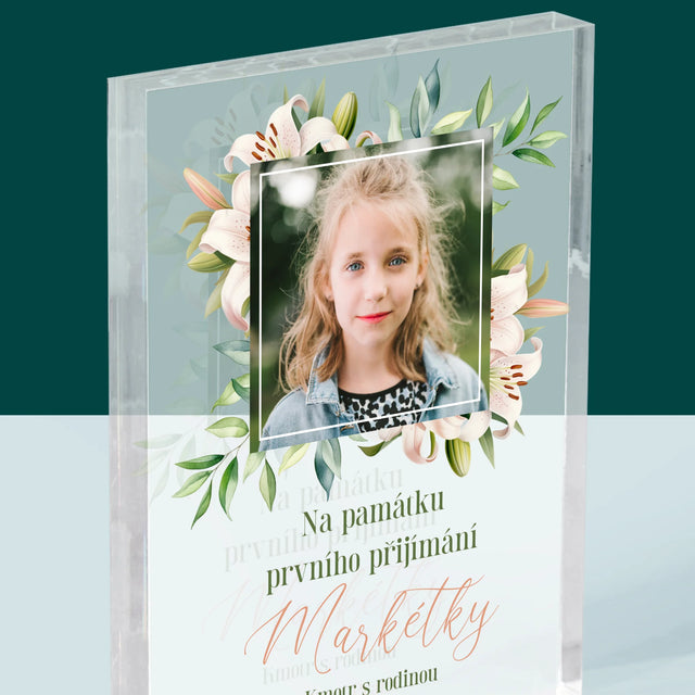 Fotka A Textem: Na Památku Prvního Přijímání - Akrylový Blok