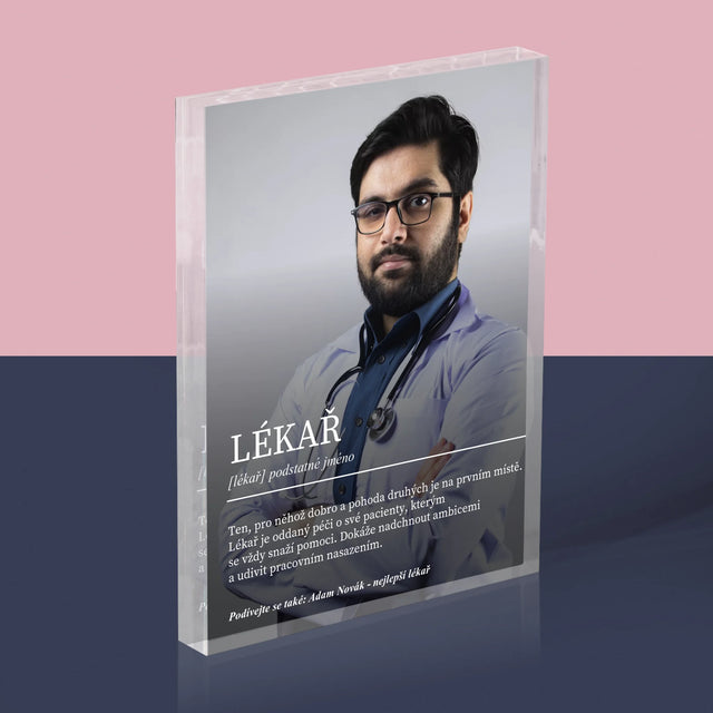 Fotka A Textem: Lékař Definice - Akrylový Blok