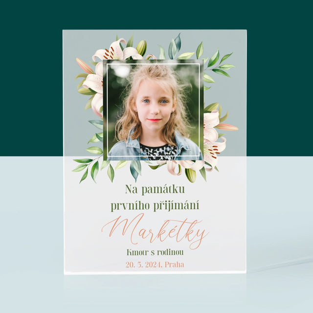 Fotka A Textem: Na Památku Prvního Přijímání - Akrylový Blok