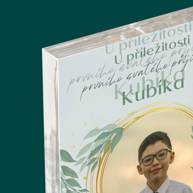 Fotka A Textem: U Příležitosti Prvního Svatého Přijímání - Akrylový Blok