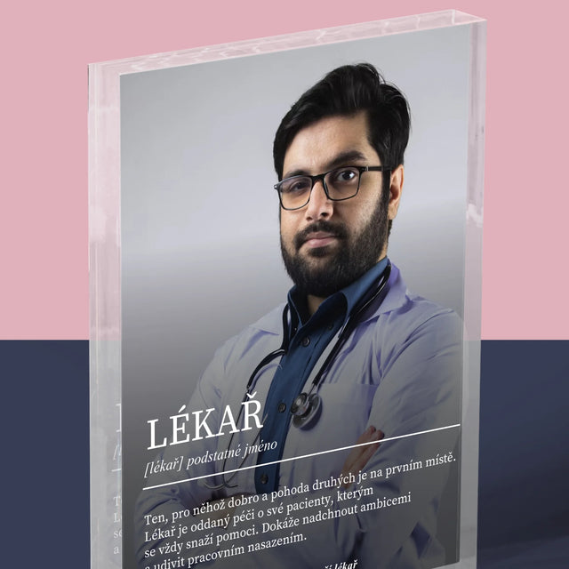 Fotka A Textem: Lékař Definice - Akrylový Blok