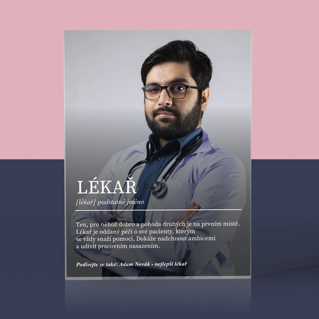 Fotka A Textem: Lékař Definice - Akrylový Blok