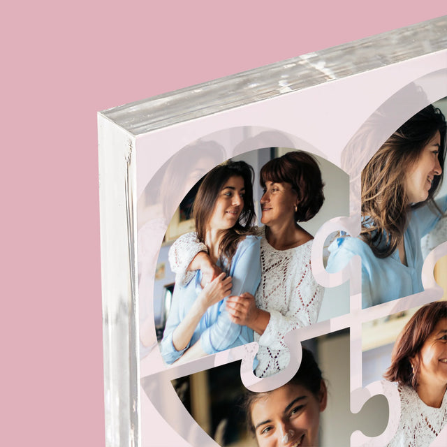 Fotokoláž: Puzzle Srdce Pro Mámu - Akrylový Blok