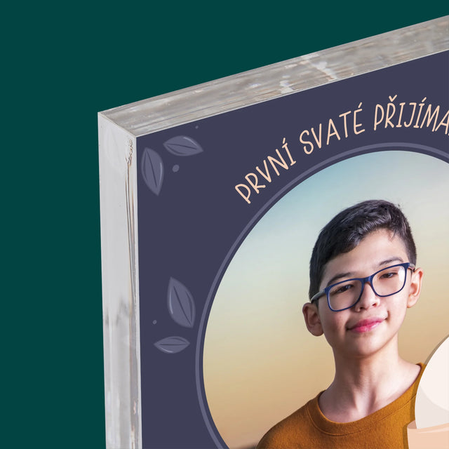 Fotka A Textem: První Svaté Přijímání - Akrylový Blok