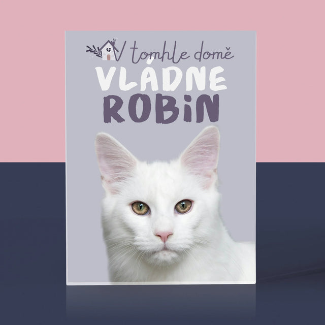 Fotka A Textem: V Tomhle Domě Vládne Mazlíček - Akrylový Blok