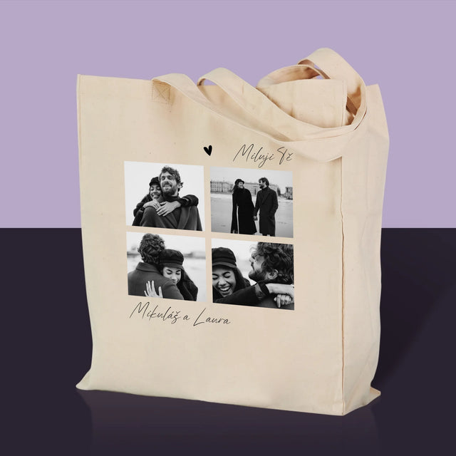 Fotokoláž: Miluji Tě - Plátěná Taška