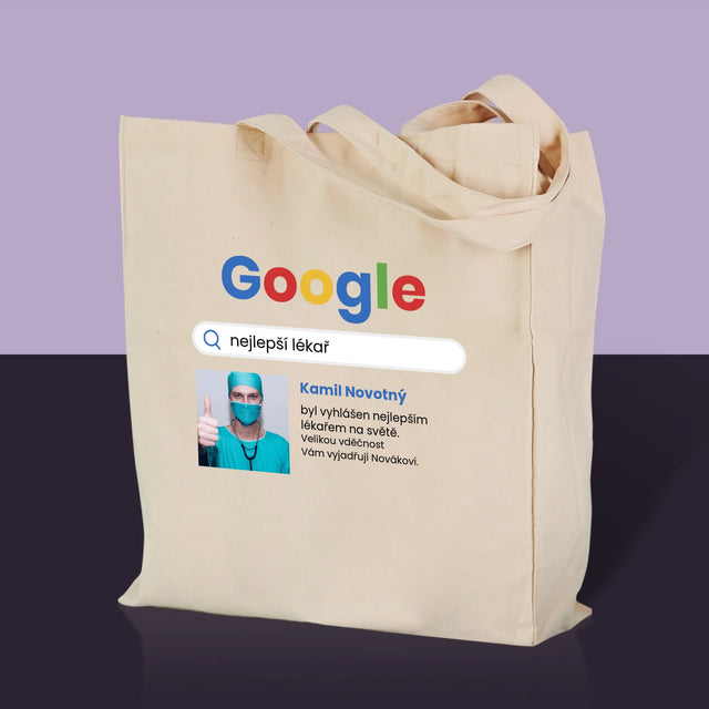 Fotka A Textem: Nejlepší Lékař Výsledek Google - Plátěná Taška