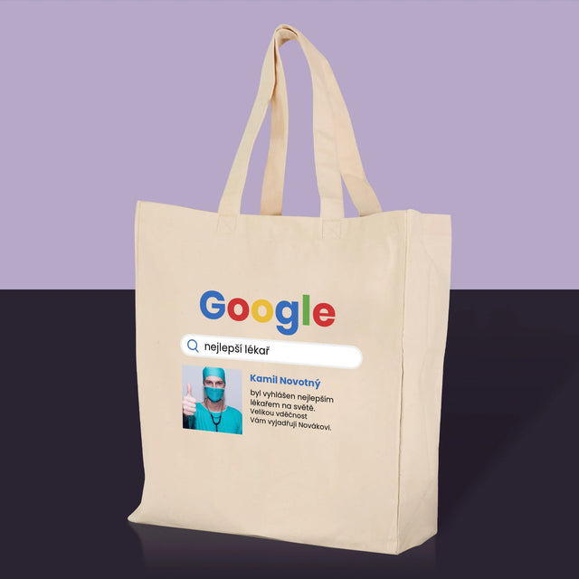 Fotka A Textem: Nejlepší Lékař Výsledek Google - Plátěná Taška