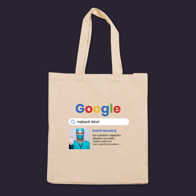 Fotka A Textem: Nejlepší Lékař Výsledek Google - Plátěná Taška