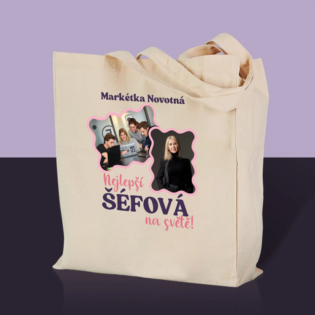 Fotokoláž: Nejlepší Šéfová - Plátěná Taška
