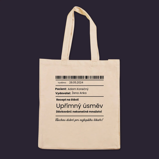 Jméno A Nápis: Recept Na Štěstí - Plátěná Taška