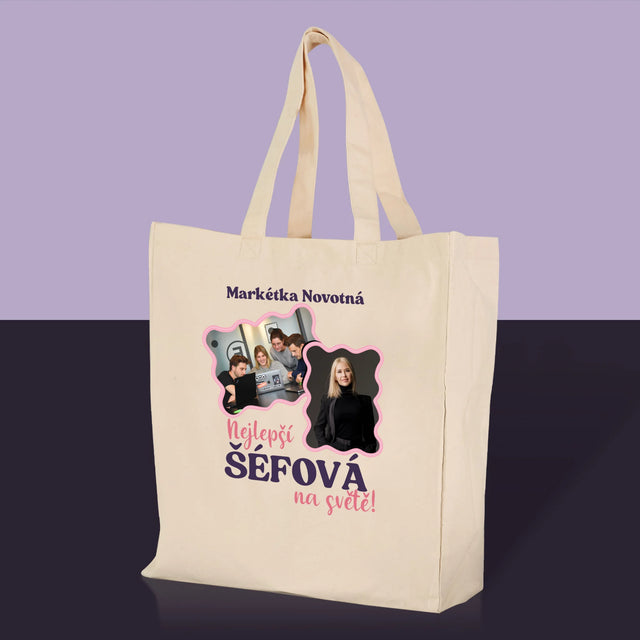 Fotokoláž: Nejlepší Šéfová - Plátěná Taška