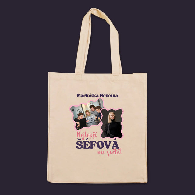 Fotokoláž: Nejlepší Šéfová - Plátěná Taška