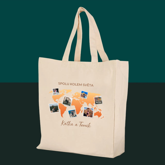 Fotokoláž: Spolu Kolem Světa - Plátěná Taška
