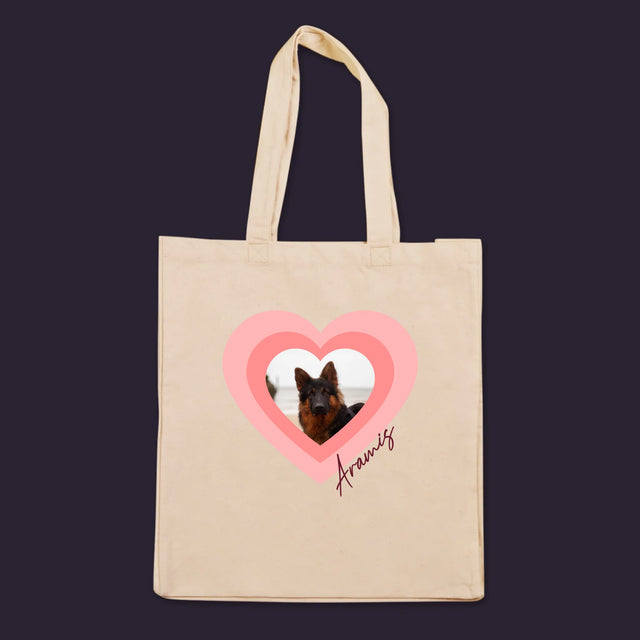 Fotka A Textem: Fotka Mazlíčka V Srdci - Plátěná Taška