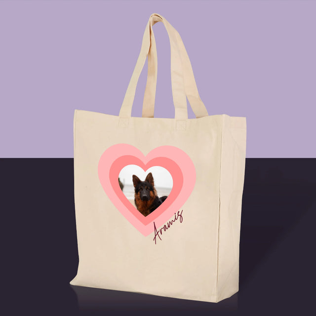 Fotka A Textem: Fotka Mazlíčka V Srdci - Plátěná Taška