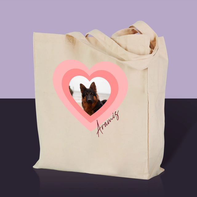 Fotka A Textem: Fotka Mazlíčka V Srdci - Plátěná Taška