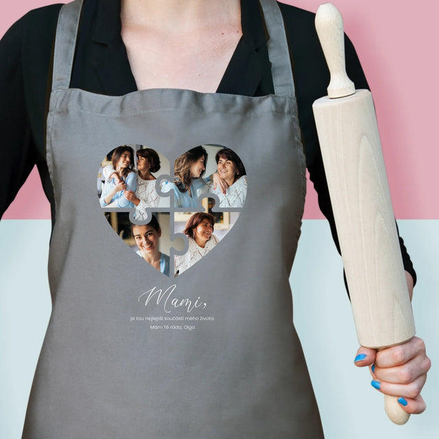 Fotokoláž: Puzzle Srdce Pro Mámu - Zástěra