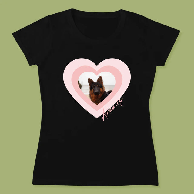 Fotka A Textem: Fotka Mazlíčka V Srdci - Damské Tričko