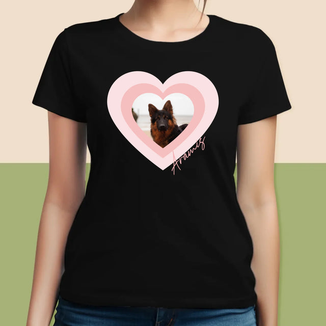 Fotka A Textem: Fotka Mazlíčka V Srdci - Damské Tričko