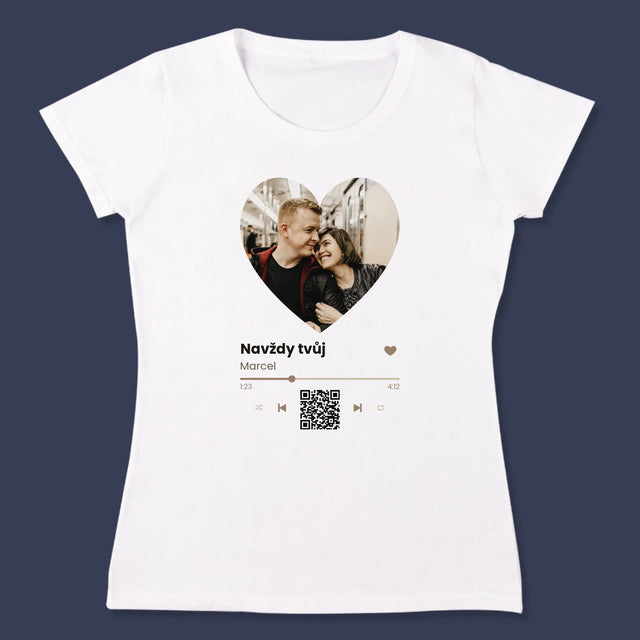 Fotka A Textem: Naše Píseň Na Qr - Damské Tričko