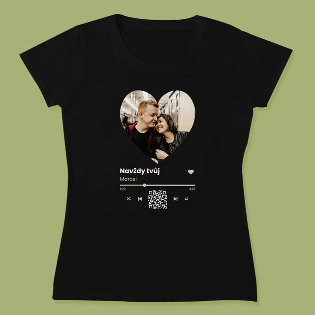 Fotka A Textem: Naše Píseň Na Qr - Damské Tričko
