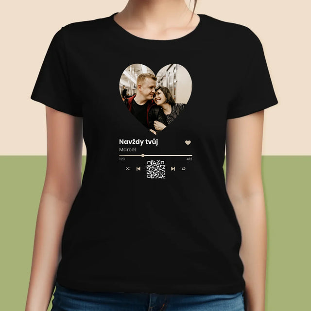 Fotka A Textem: Naše Píseň Na Qr - Damské Tričko