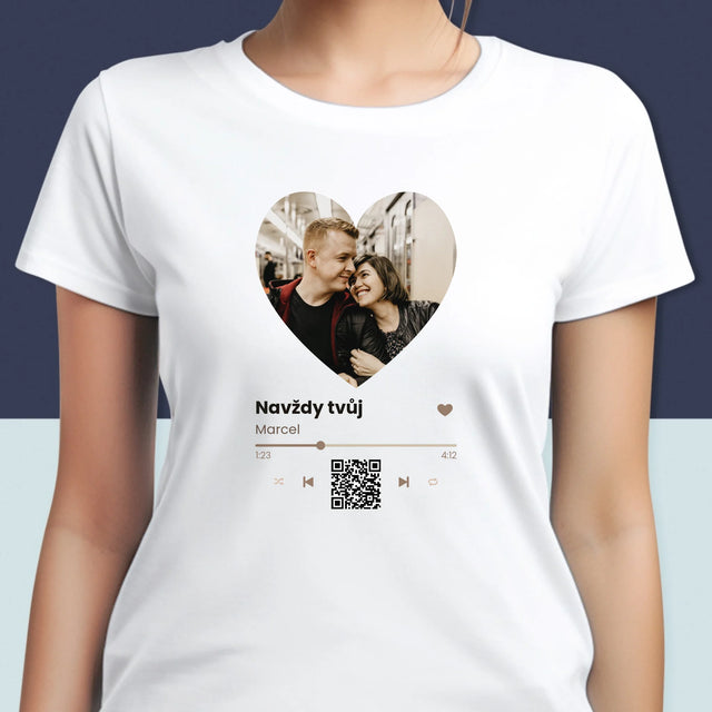 Fotka A Textem: Naše Píseň Na Qr - Damské Tričko