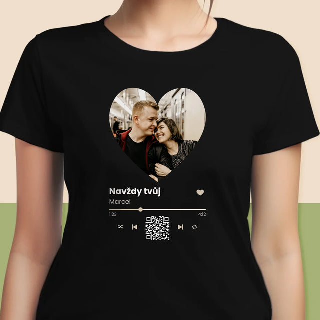 Fotka A Textem: Naše Píseň Na Qr - Damské Tričko