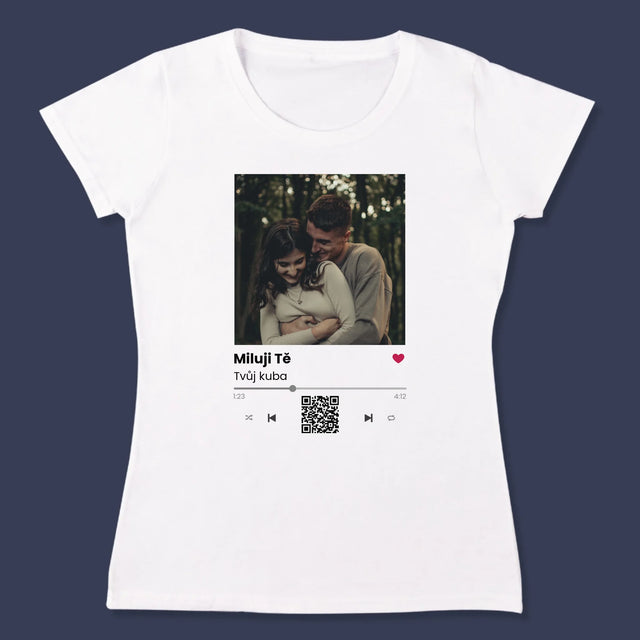 Fotka A Textem: Spotify S Kódem Qr - Damské Tričko