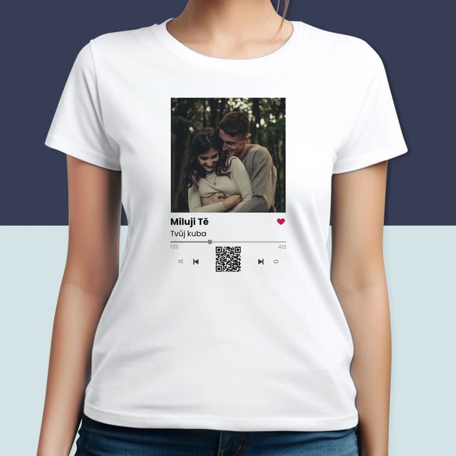 Fotka A Textem: Spotify S Kódem Qr - Damské Tričko