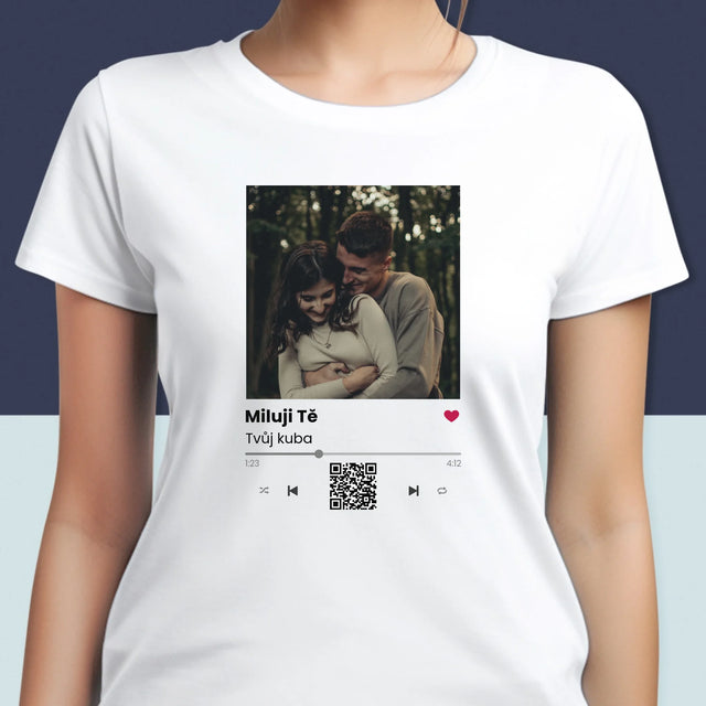 Fotka A Textem: Spotify S Kódem Qr - Damské Tričko