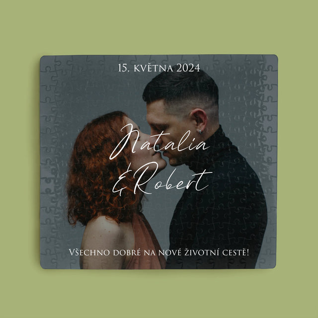 Fotka A Textem: Svatební Fotka Přání - Puzzle